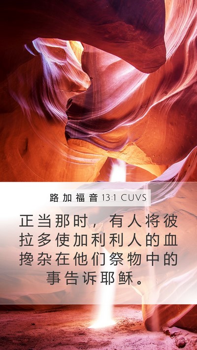 路 加 福 音 13:1 CUVS Mobile Phone Wallpaper - 正 当 那 时 ， 有 人 将 彼 拉 多 使 - Mobile Bible Verse Wallpaper