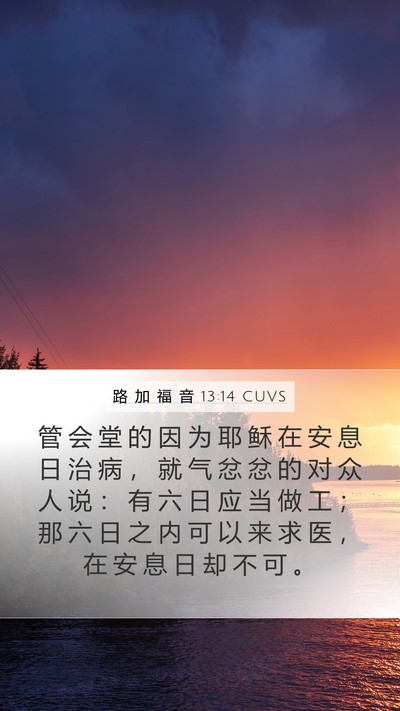 路 加 福 音 13:14 CUVS Bible Verse Image