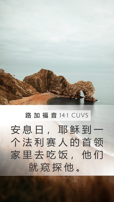 路 加 福 音 14:1 CUVS Mobile Phone Wallpaper - 安 息 日 ， 耶 稣 到 一 个 法 利 赛 - Mobile Bible Verse Wallpaper