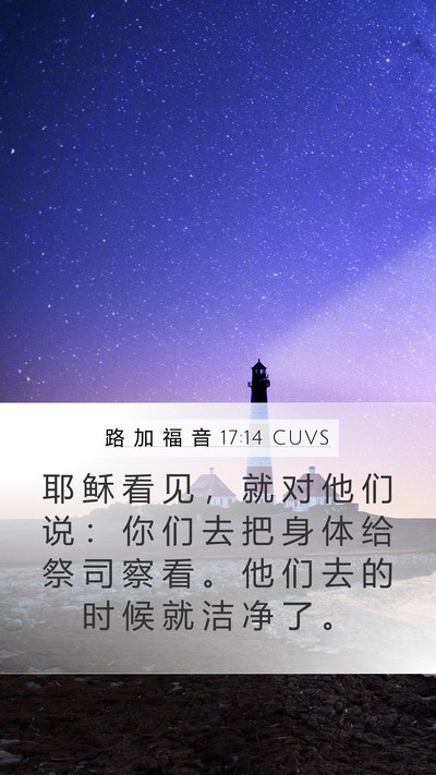 路 加 福 音 17:14 CUVS Mobile Phone Wallpaper - 耶 稣 看 见 ， 就 对 他 们 说 ： 你 - Mobile Bible Verse Wallpaper