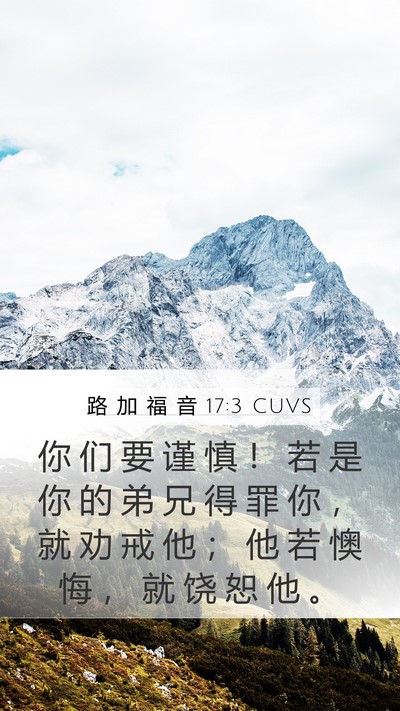 路 加 福 音 17:3 CUVS Mobile Phone Wallpaper - 你 们 要 谨 慎 ！ 若 是 你 的 弟 兄 - Mobile Bible Verse Wallpaper
