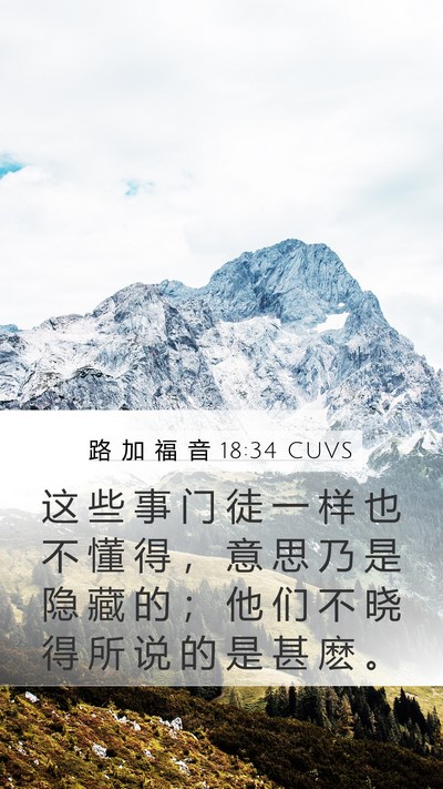 路 加 福 音 18:34 CUVS Mobile Phone Wallpaper - 这 些 事 门 徒 一 样 也 不 懂 得 ， - Mobile Bible Verse Wallpaper