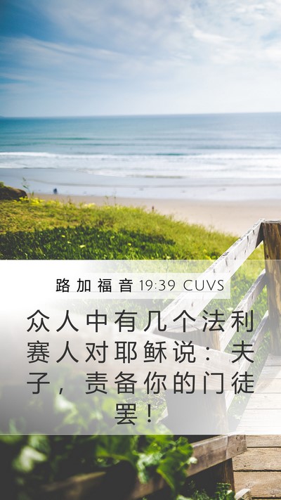 路 加 福 音 19:39 CUVS Mobile Phone Wallpaper - 众 人 中 有 几 个 法 利 赛 人 对 耶 - Mobile Bible Verse Wallpaper