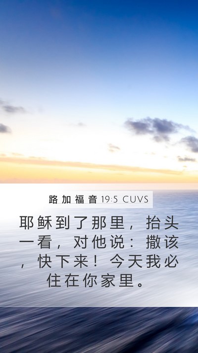 路 加 福 音 19:5 CUVS Bible Verse Image