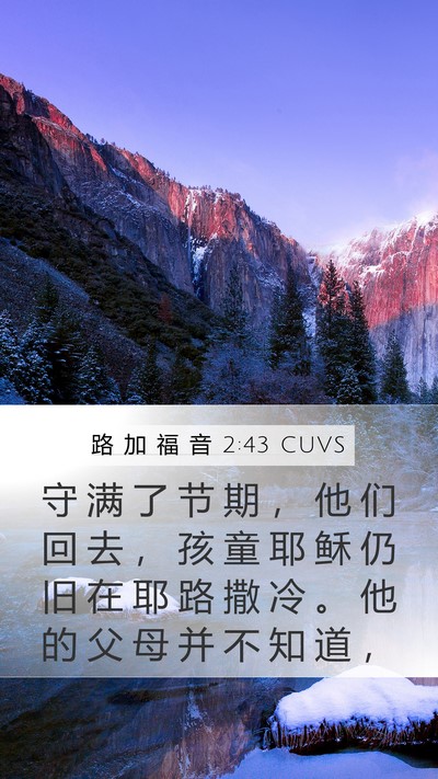 路 加 福 音 2:43 CUVS Mobile Phone Wallpaper - 守 满 了 节 期 ， 他 们 回 去 ， 孩 - Mobile Bible Verse Wallpaper