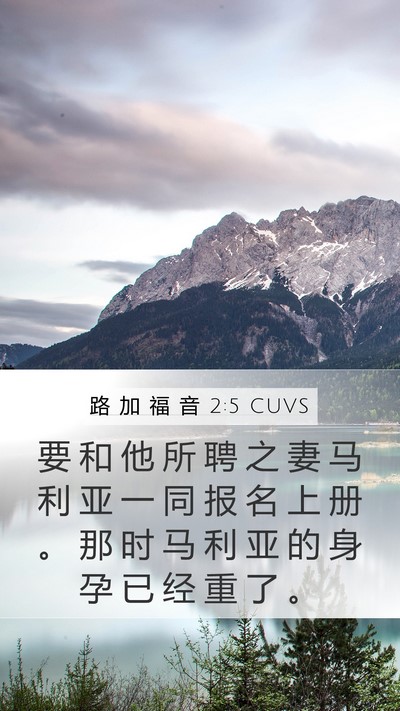 路 加 福 音 2:5 CUVS Mobile Phone Wallpaper - 要 和 他 所 聘 之 妻 马 利 亚 一 同 - Mobile Bible Verse Wallpaper