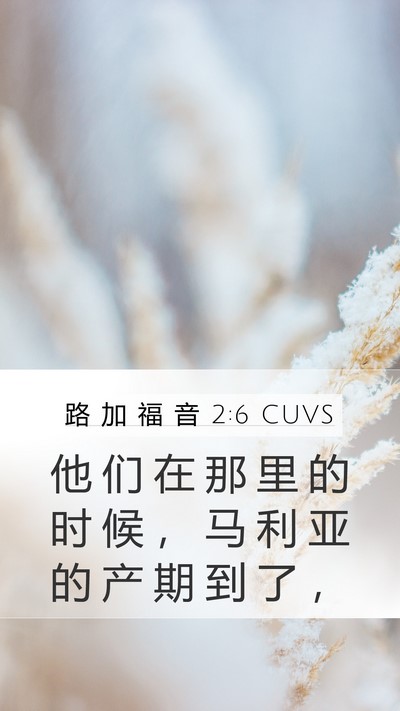 路 加 福 音 2:6 CUVS Mobile Phone Wallpaper - 他 们 在 那 里 的 时 候 ， 马 利 亚 - Mobile Bible Verse Wallpaper