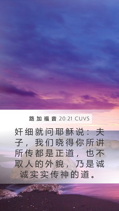 路 加 福 音 20:21 CUVS Mobile Phone Wallpaper - 奸 细 就 问 耶 稣 说 ： 夫 子 ， 我 - Mobile Bible Verse Wallpaper