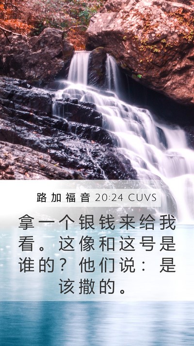 路 加 福 音 20:24 CUVS Mobile Phone Wallpaper - 拿 一 个 银 钱 来 给 我 看 。 这 像 - Mobile Bible Verse Wallpaper