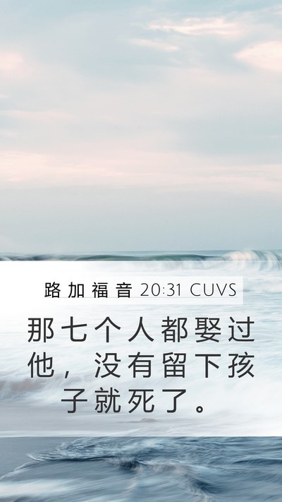 路 加 福 音 20:31 CUVS Mobile Phone Wallpaper - 那 七 个 人 都 娶 过 他 ， 没 有 留 - Mobile Bible Verse Wallpaper