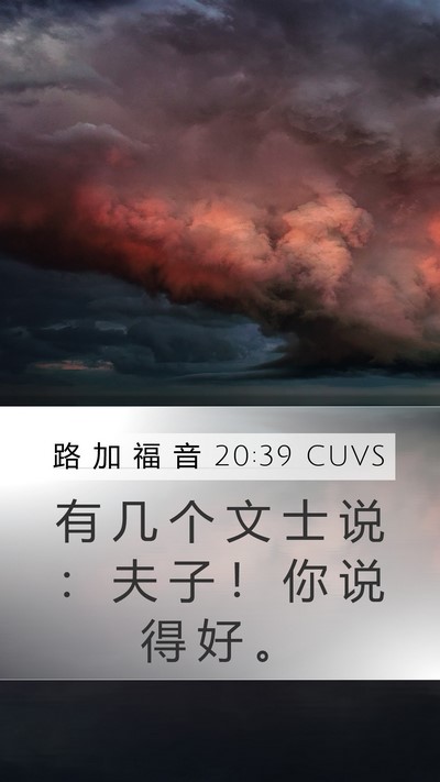 路 加 福 音 20:39 CUVS Mobile Phone Wallpaper - 有 几 个 文 士 说 ： 夫 子 ！ 你 说 - Mobile Bible Verse Wallpaper
