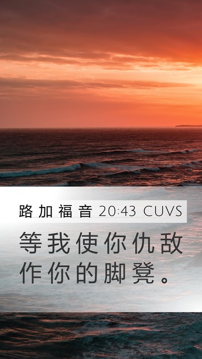 路 加 福 音 20:43 CUVS Mobile Phone Wallpaper - 等 我 使 你 仇 敌 作 你 的 脚 凳 - Mobile Bible Verse Wallpaper