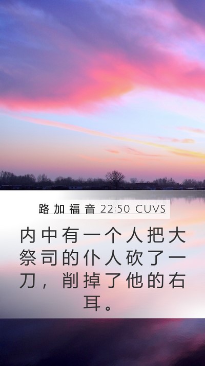 路 加 福 音 22:50 CUVS Mobile Phone Wallpaper - 内 中 有 一 个 人 把 大 祭 司 的 仆 - Mobile Bible Verse Wallpaper
