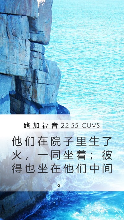 路 加 福 音 22:55 CUVS Mobile Phone Wallpaper - 他 们 在 院 子 里 生 了 火 ， 一 同 - Mobile Bible Verse Wallpaper