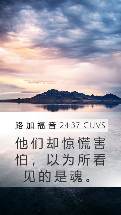 路 加 福 音 24:37 CUVS Mobile Phone Wallpaper - 他 们 却 惊 慌 害 怕 ， 以 为 所 看 - Mobile Bible Verse Wallpaper