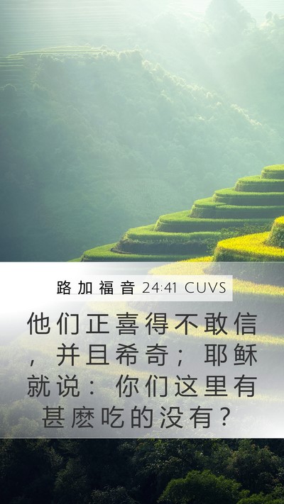 路 加 福 音 24:41 CUVS Bible Verse Image