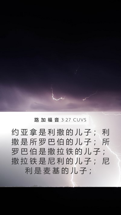 路 加 福 音 3:27 CUVS Mobile Phone Wallpaper - 约 亚 拿 是 利 撒 的 儿 子 ； 利 撒 - Mobile Bible Verse Wallpaper