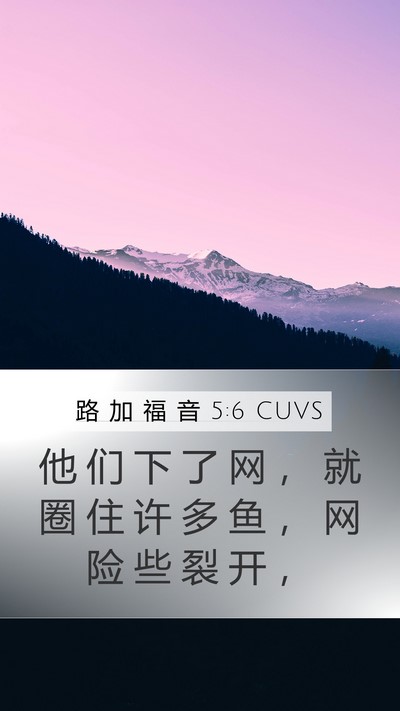 路 加 福 音 5:6 CUVS Mobile Phone Wallpaper - 他 们 下 了 网 ， 就 圈 住 许 多 鱼 - Mobile Bible Verse Wallpaper