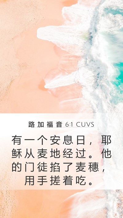 路 加 福 音 6:1 CUVS Mobile Phone Wallpaper - 有 一 个 安 息 日 ， 耶 稣 从 麦 地 - Mobile Bible Verse Wallpaper