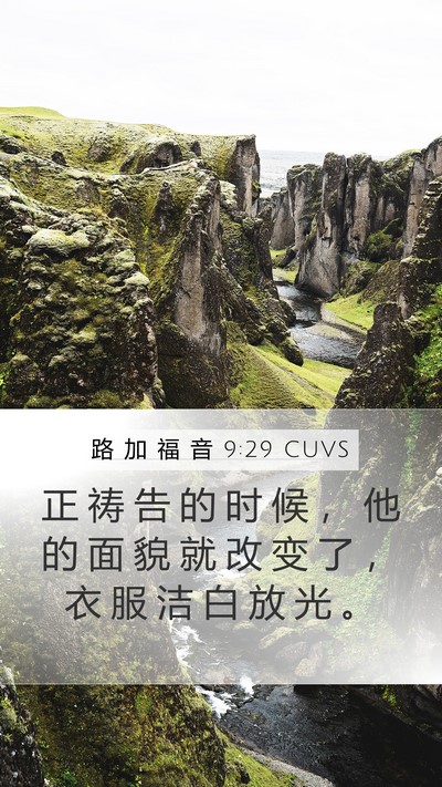 路 加 福 音 9:29 CUVS Bible Verse Image