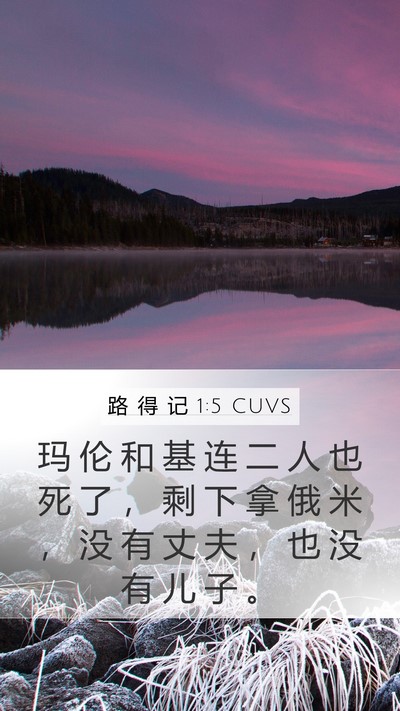 路 得 记 1:5 CUVS Mobile Phone Wallpaper - 玛 伦 和 基 连 二 人 也 死 了 ， 剩 - Mobile Bible Verse Wallpaper
