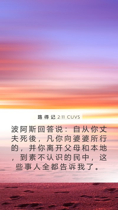 路 得 记 2:11 CUVS Mobile Phone Wallpaper - 波 阿 斯 回 答 说 ： 自 从 你 丈 夫 - Mobile Bible Verse Wallpaper