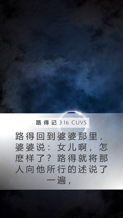 路 得 记 3:16 CUVS Mobile Phone Wallpaper - 路 得 回 到 婆 婆 那 里 ， 婆 婆 说 - Mobile Bible Verse Wallpaper
