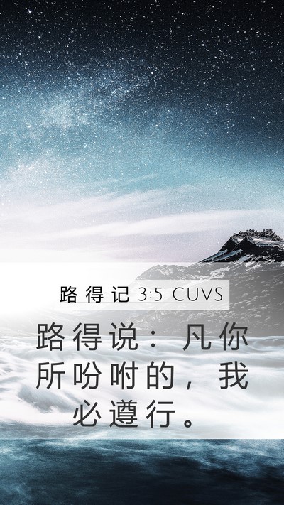 路 得 记 3:5 CUVS Mobile Phone Wallpaper - 路 得 说 ： 凡 你 所 吩 咐 的 ， 我 - Mobile Bible Verse Wallpaper