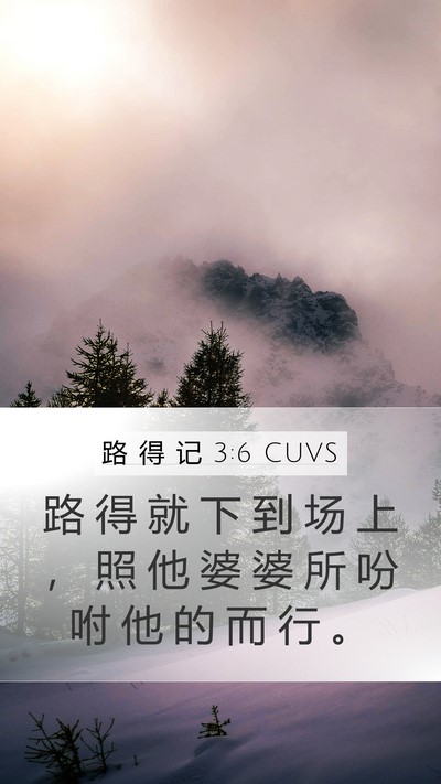 路 得 记 3:6 CUVS Mobile Phone Wallpaper - 路 得 就 下 到 场 上 ， 照 他 婆 婆 - Mobile Bible Verse Wallpaper
