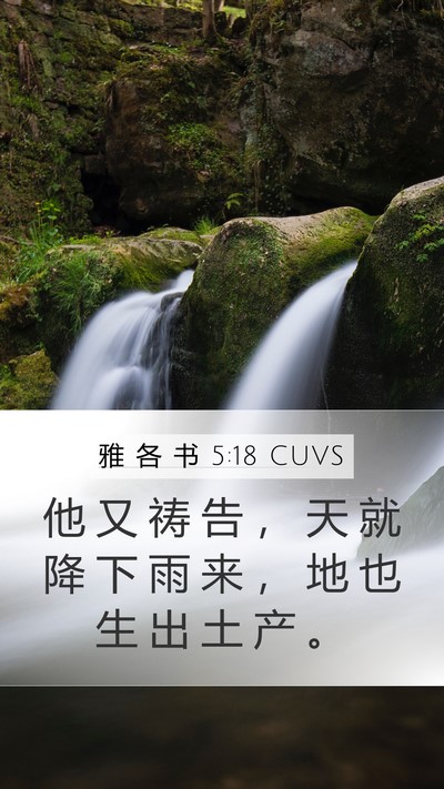 雅 各 书 5:18 CUVS Mobile Phone Wallpaper - 他 又 祷 告 ， 天 就 降 下 雨 来 ， - Mobile Bible Verse Wallpaper