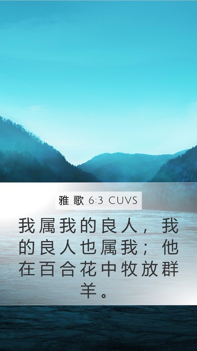 雅 歌 6:3 CUVS Mobile Phone Wallpaper - 我 属 我 的 良 人 ， 我 的 良 人 也 - Mobile Bible Verse Wallpaper