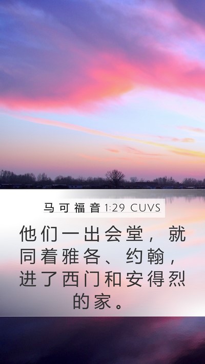 马 可 福 音 1:29 CUVS Mobile Phone Wallpaper - 他 们 一 出 会 堂 ， 就 同 着 雅 各 - Mobile Bible Verse Wallpaper