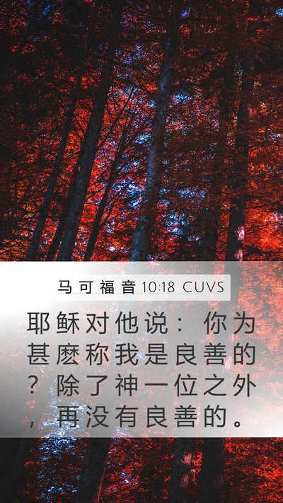 马 可 福 音 10:18 CUVS Mobile Phone Wallpaper - 耶 稣 对 他 说 ： 你 为 甚 麽 称 我 - Mobile Bible Verse Wallpaper