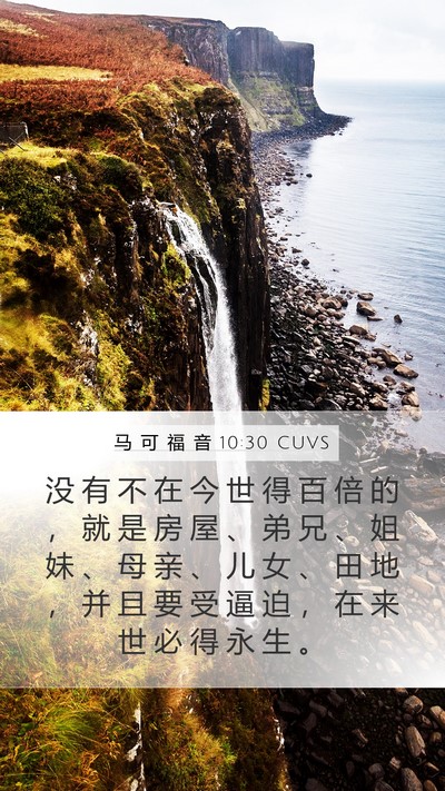 马 可 福 音 10:30 CUVS Bible Verse Image