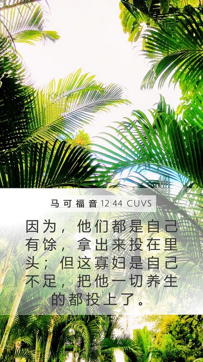 马 可 福 音 12:44 CUVS Bible Verse Image