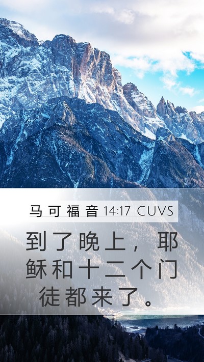 马 可 福 音 14:17 CUVS Bible Verse Image