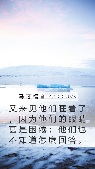马 可 福 音 14:40 CUVS Mobile Phone Wallpaper - 又 来 见 他 们 睡 着 了 ， 因 为 他 - Mobile Bible Verse Wallpaper