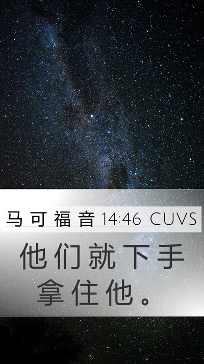 马 可 福 音 14:46 CUVS Bible Verse Image