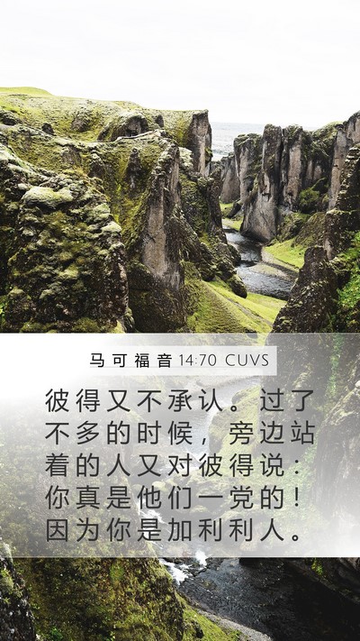 马 可 福 音 14:70 CUVS Mobile Phone Wallpaper - 彼 得 又 不 承 认 。 过 了 不 多 的 - Mobile Bible Verse Wallpaper