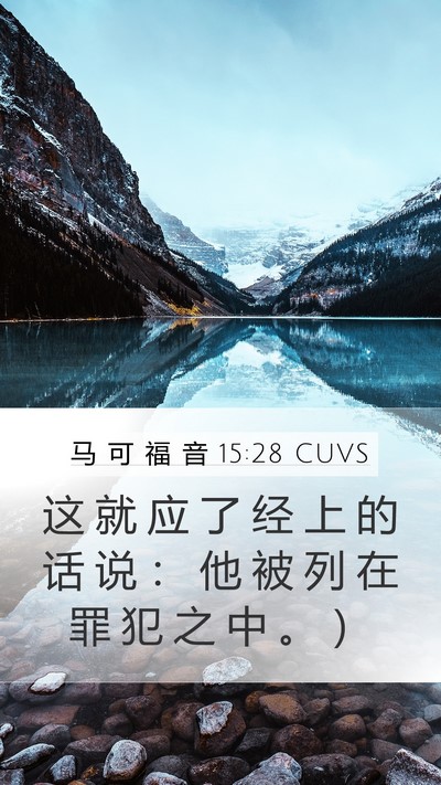 马 可 福 音 15:28 CUVS Mobile Phone Wallpaper - 这 就 应 了 经 上 的 话 说 ： 他 被 - Mobile Bible Verse Wallpaper