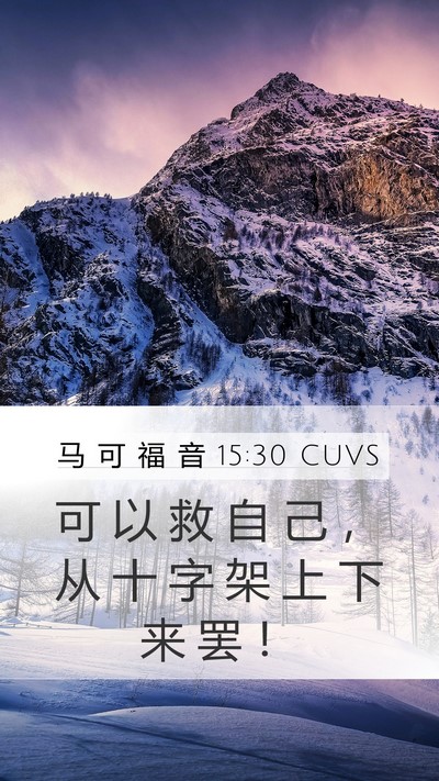 马 可 福 音 15:30 CUVS Mobile Phone Wallpaper - 可 以 救 自 己 ， 从 十 字 架 上 下 - Mobile Bible Verse Wallpaper