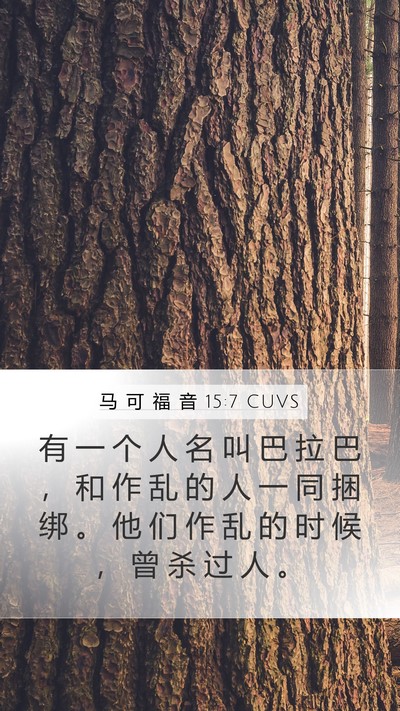 马 可 福 音 15:7 CUVS Mobile Phone Wallpaper - 有 一 个 人 名 叫 巴 拉 巴 ， 和 作 - Mobile Bible Verse Wallpaper
