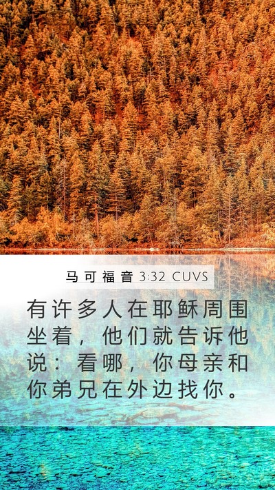 马 可 福 音 3:32 CUVS Mobile Phone Wallpaper - 有 许 多 人 在 耶 稣 周 围 坐 着 ， - Mobile Bible Verse Wallpaper