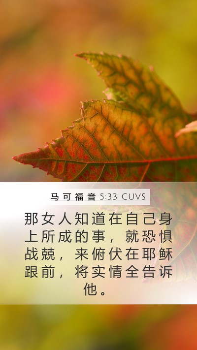 马 可 福 音 5:33 CUVS Bible Verse Image