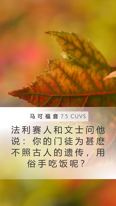 马 可 福 音 7:5 CUVS Bible Verse Image
