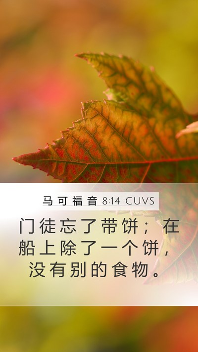 马 可 福 音 8:14 CUVS Mobile Phone Wallpaper - 门 徒 忘 了 带 饼 ； 在 船 上 除 了 - Mobile Bible Verse Wallpaper
