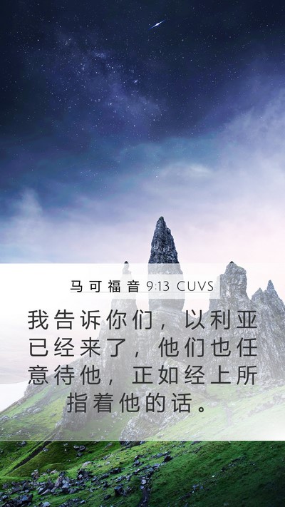 马 可 福 音 9:13 CUVS Mobile Phone Wallpaper - 我 告 诉 你 们 ， 以 利 亚 已 经 来 - Mobile Bible Verse Wallpaper
