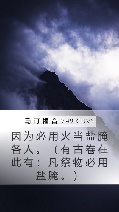 马 可 福 音 9:49 CUVS Bible Verse Image