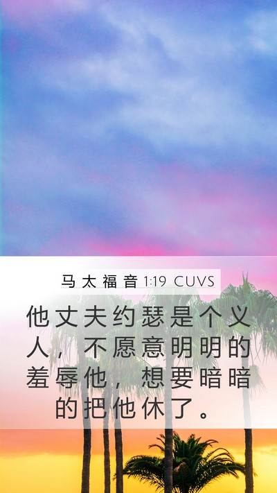 马 太 福 音 1:19 CUVS Mobile Phone Wallpaper - 他 丈 夫 约 瑟 是 个 义 人 ， 不 愿 - Mobile Bible Verse Wallpaper