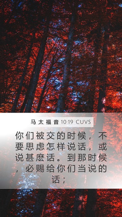 马 太 福 音 10:19 CUVS Mobile Phone Wallpaper - 你 们 被 交 的 时 候 ， 不 要 思 虑 - Mobile Bible Verse Wallpaper